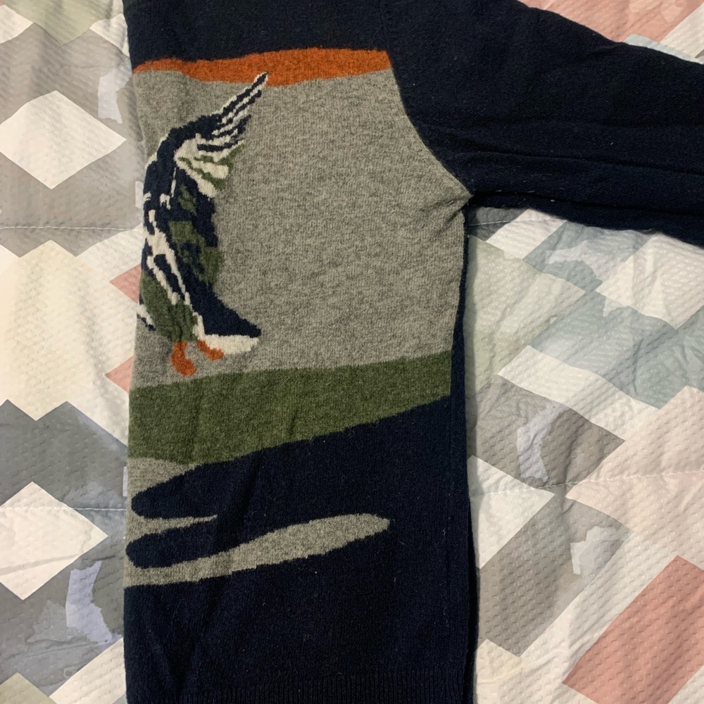 French Connection Jumper Duck Jacquard Premium Vintage Wool Crewneck - Picture 4 of 4